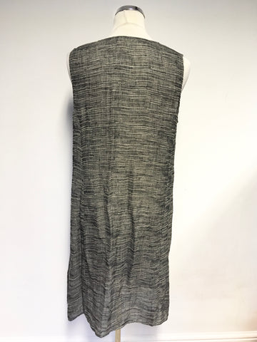 EILEEN FISHER GREY MARL FINE KNIT SLEEVELESS WRAP ACROSS LONG CARDIGAN SIZE M