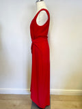 RALPH LAUREN RED SLEEVELESS LONG OCCASION DRESS SIZE 6 UK 10