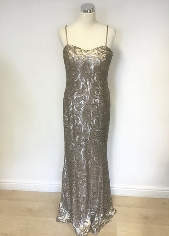 BRAND NEW PHASE EIGHT COLLECTION ARIELLE PRALINE FULLY SEQUINNED LOVE EVENING DRESS SIZE 14