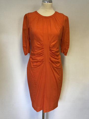 WHISTLES ORANGE SILK SHORT SLEEVE DRESS SIZE 14