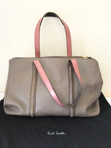 PAUL SMITH TAUPE BROWN LEATHER TOTE BAG
