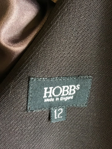 HOBBS DARK BROWN WOOL JACKET & TROUSER SUIT SIZE 12/14