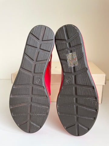 BRAND NEW KINLOCH LAPIN RED LEATHER SLINGBACK WEDGE HEEL SANDALS SIZE 5/38