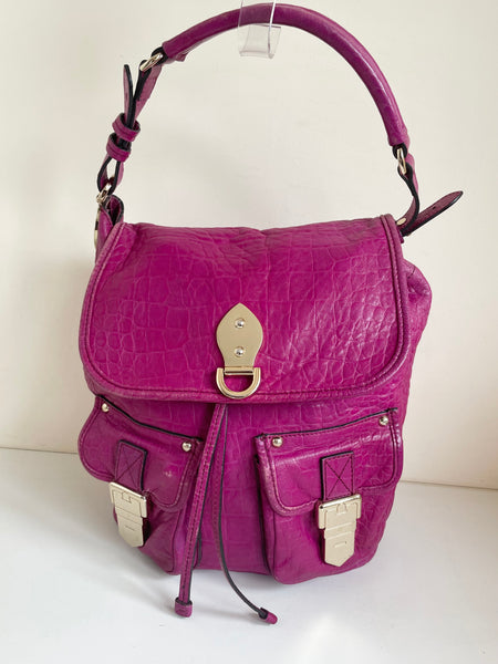 MULBERRY TILLIE DARK PINK LEATHER DRAWSTRING CLOSURE TOTE BAG