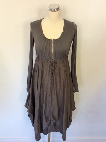 BRAND NEW PHASE EIGHT KHAKI STRETCH JERSEY & SILK PARACHUTE HEM DRESS SIZE 10/12