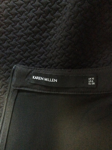 KAREN MILLEN BLACK SHEER TOP FIT & FLARE DRESS SIZE 10