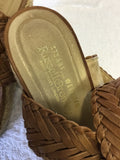 STUART WEITZMAN ELEXIR TAN LEATHER WEDGE HEEL SANDALS SIZE 5/38