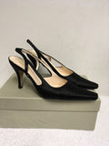 HOBBS BLACK SATIN SLINGBACK HEELS SIZE 7/40