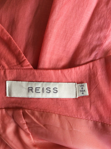 REISS CORAL ORANGE CROSS OVER BACK FIT & FLARE TOP SIZE 8