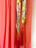 ROBERTO CAVALLI CLASS CORAL & FLORAL PRINT SATIN SASH WAIST SLEEVELESS DRESS SIZE 42 UK 10