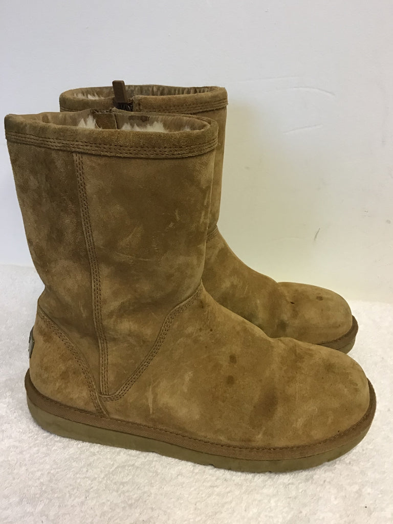 UGG ROSLYNN 1889 TAN SUEDE SHEEPSKIN LINED BOOTS SIZE 7.5 40