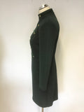 VINTAGE JOSEPH RIBKOFF DARK GREEN MILITARY BUTTON STLE PENCIL DRESS SIZE 10 PETITE
