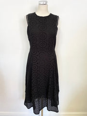 DKNY BLACK COTTON BRODIERE ANGLAISE SLEEVELESS A LINE DRESS SIZE 12