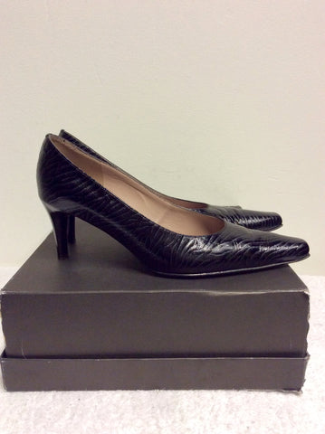 PIERRE CHUPIN BLACK EMBOSSED LEATHER HEELS SIZE 6/39