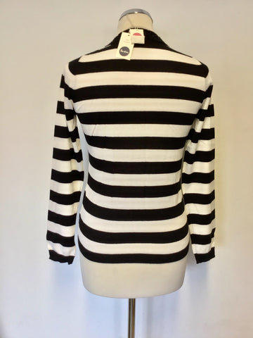 BRAND NEW BODEN BLACK & WHITE STRIPE BEADED TRIM CARDIGAN SIZE 10