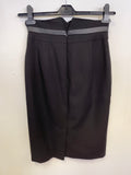 KAREN MILLEN BLACK & FAUX LEATHER TRIM PENCIL SKIRT SIZE 8