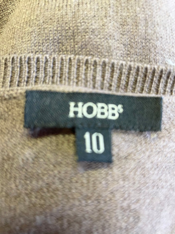 HOBBS BROWN SILK & WOOL BLEND TIE WAIST 3/4 SLEEVE CARDIGAN SIZE 10