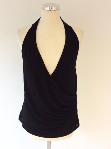 COAST BLACK HALTERNECK SILK TIE TOP SIZE M