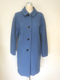 BODEN INGRID BLUE WOOL BLEND MID LENGTH COAT SIZE 14