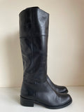 DUO BEAUMONT BLACK LEATHER SLIM LEG LOW HEEL BOOTS SIZE 5/38