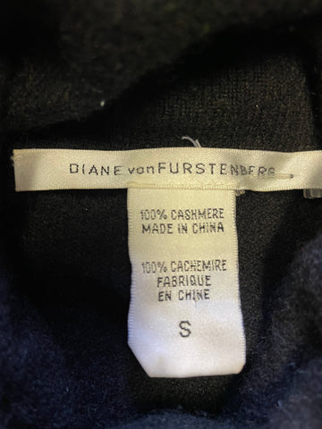 DIANE VON FURSTENBERG BLACK 100% CASHMERE LONG SLEEVE KNIT DRESS SIZE S