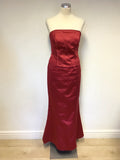 DEBUT RED STRAPLESS CORSET TOP, LONG SKIRT & MATCHING WRAP SIZE 12