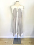 MINT VELVET PALE GREY & WHITE TRIM SLEEVELESS DRESS SIZE 10