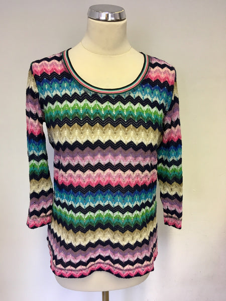 RIANI MULTI COLOURED PRINT CROCHETED TOP SIZE 14