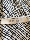 REISS BLACK & IVORY PRINT SLEEVELESS RACE BACK TOP SIZE 12