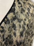 JOSEPH RIBKOFF BLACK & GOLD ANIMAL PRINT HAIRY DESIGN V NECK CARDIGAN SIZE 14