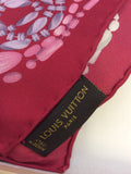 LOUIS VUITTON PINK & MULTI COLOURED FLORAL & BEAD PRINT SILK SCARF