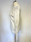 TED BAKER OFF WHITE LACE SLEEVE JUMPER SIZE 2 UK 10/12