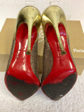 CHRISTIAN LOUBOUTIN MULTI COLOURED GLITTER SLINGBACK HEELS SIZE 7/40