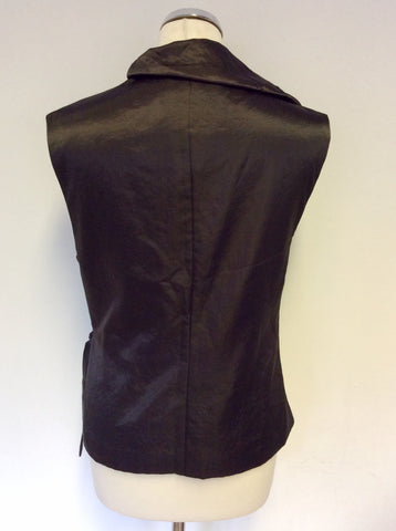 SONJA MAROHN DARK BROWN WRAP ACROSS SLEEVELESS TOP & LONG ASYMETIC SKIRT SIZE 12