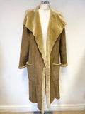 NICOLE FARHI CAMEL SHEEPSKIN MID LENGTH COAT SIZE 10