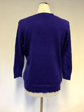 JAEGER BLUE V NECK WOOL BLEND JUMPER SIZE 14
