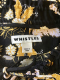 WHISTLES BLACK,WHITE & MUSTARD FLORAL PRINT SHORT SLEEVE SHIFT DRESS SIZE M