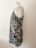 MARCCAIN SPORTS GREY LEOPARD PRINT & MULTI COLOURED PRINT SLEEVELESS VEST TOP SIZE M/L