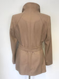 TED BAKER CARAMEL WOOL & CASHMERE BLEND ELETHEA TIE WAIST SHORT COAT SIZE 3 UK 12/14