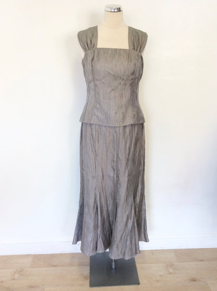 PETER MARTIN SILVER SPECIAL OCCASION SLEEVELESS TOP & MATCHING LONG SKIRT SIZE 12