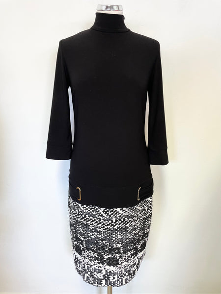 BRAND NEW JOSEPH RIBKOFF BLACK & WHITE PRINT SHIFT DRESS SIZE 10