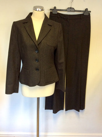 HOBBS DARK BROWN WOOL BLEND TROUSER SUIT SIZE 10/12
