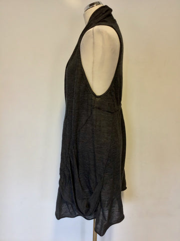 MINT VELVET DARK GREY WOOL SLEEVELESS LONG CARDIGAN SIZE 14