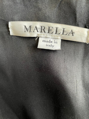 MARELLA BLACK WOOL & CASHMERE DOUBLE BREASTED LONG COAT SIZE 8
