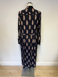 TOAST BLACK PRINT LONG SLEEVE MIDI DRESS SIZE 12