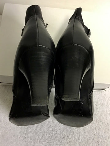 FOLIO BLACK LEATHER ANKLE BOOTS SIZE 5/38