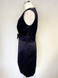 JIGSAW NAVY BLUE SLEEVELESS BOW TRIM SPECIAL OCCASION DRESS SIZE 10