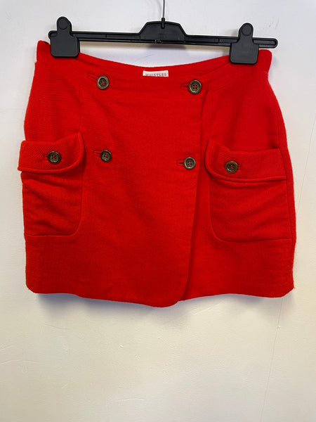 WHISTLES RED WOOL BLEND WRAP ACROSS MINI SKIRT SIZE 16