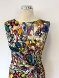 PHASE EIGHT MULTI COLOURED JEWEL PRINT SLEEVELESS DRESS SIZE 10
