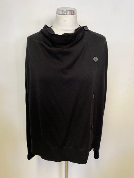 BRAND NEW COS BLACK 100% WOOL WRAP ACROSS FASTEN CARDIGAN SIZE M